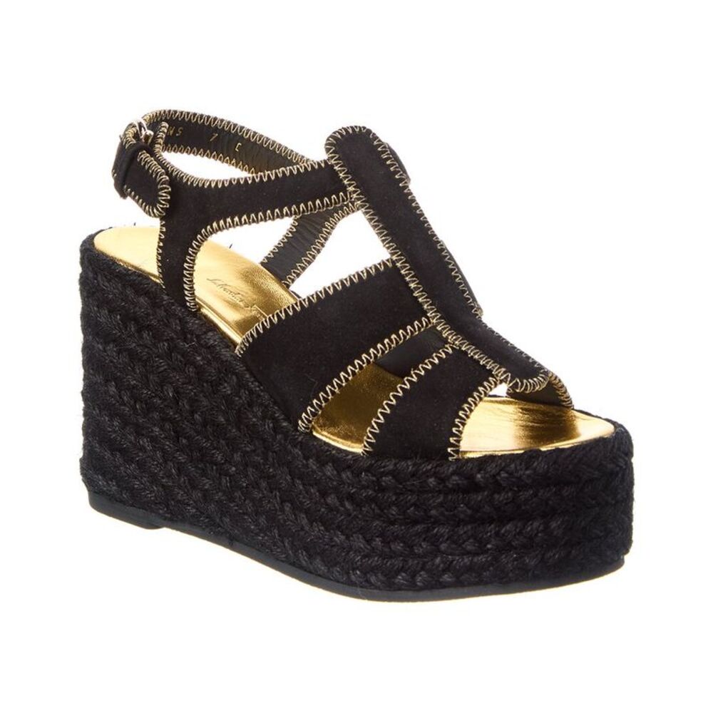 Ferragamo Renee Suede Wedge Sandal, Black